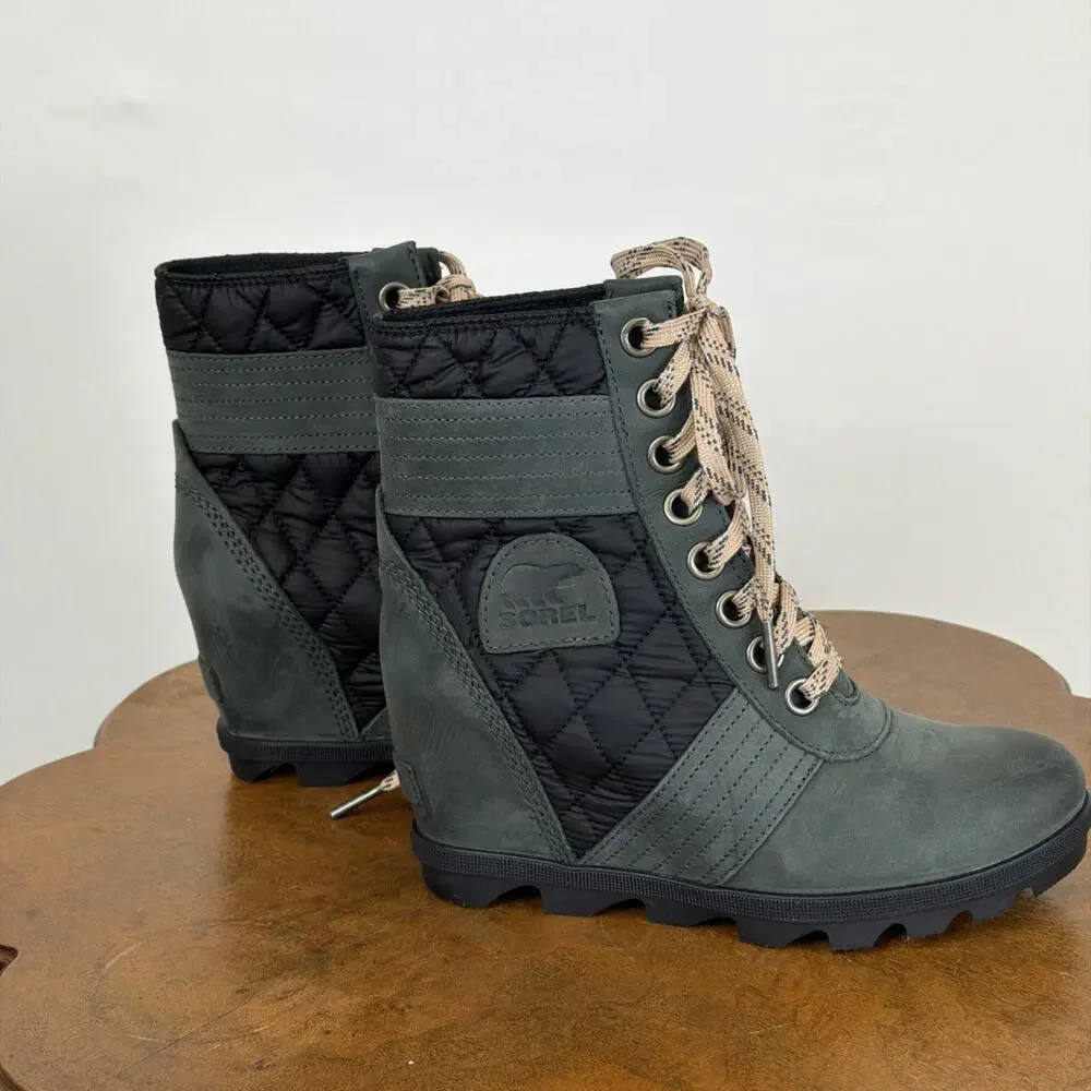New, No Box Sorel Lexie Wedge Boot Dark Slate Womens Bootie Size 7 - Picture 4 of 7